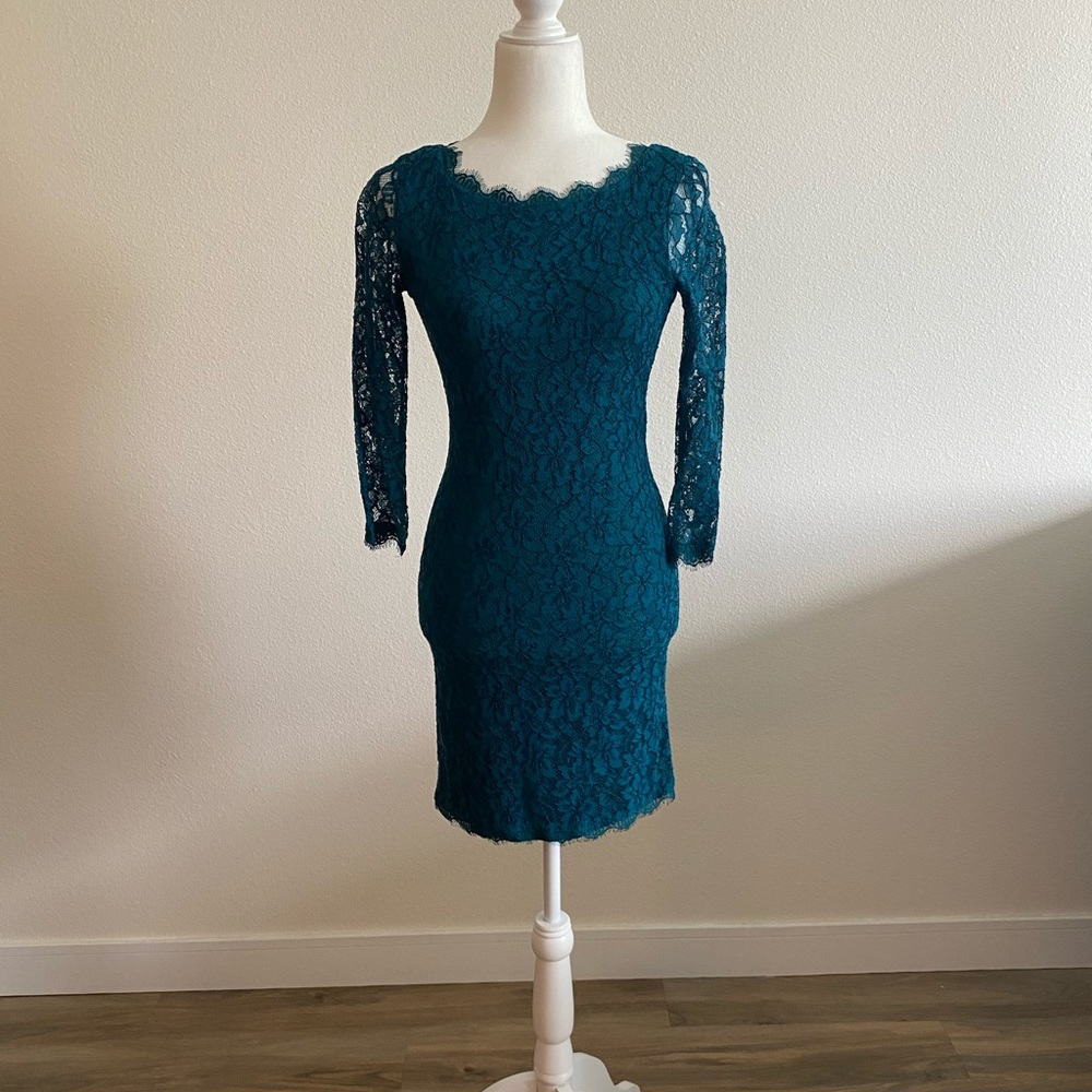 Diane von furstenberg teal lace dress